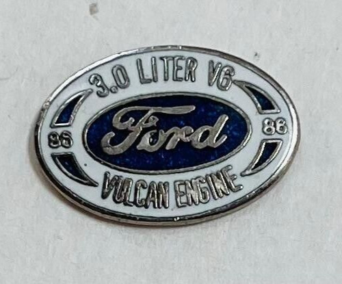 Vintage 1986 Ford 3.0 V6 Vulcan Engine Cloisonné Metal Lapel Pin (Ships FREE)