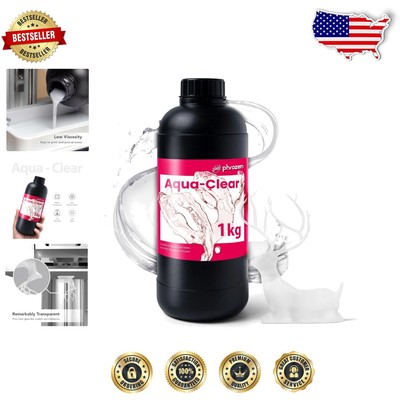 Clear Aqua 3D Printing Resin - 405nm, Low Odor, Vivid Colors, 1KG for All Levels