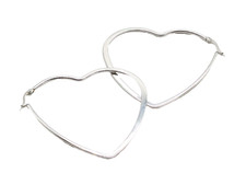 Heart-Shaped Silver Tone Hoop Earrings