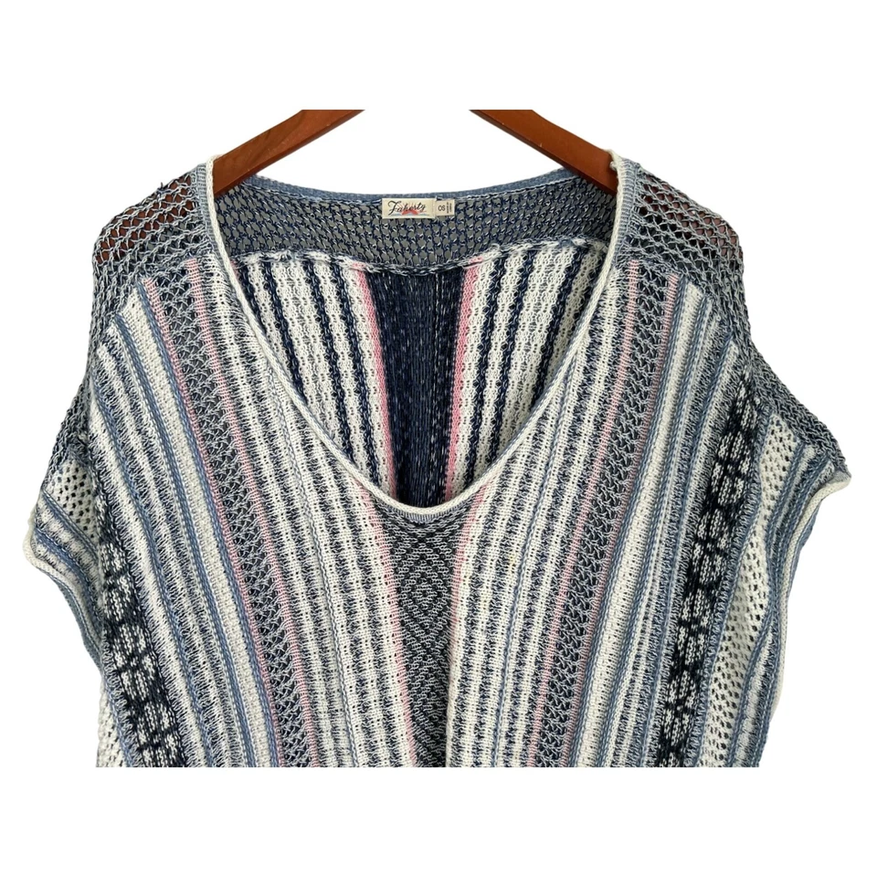 Túnica FAHERTY Tejida a Rayas Algodón Cachemira Top Encubrimiento Cuello en V - Talla Única Foto 2 de 4