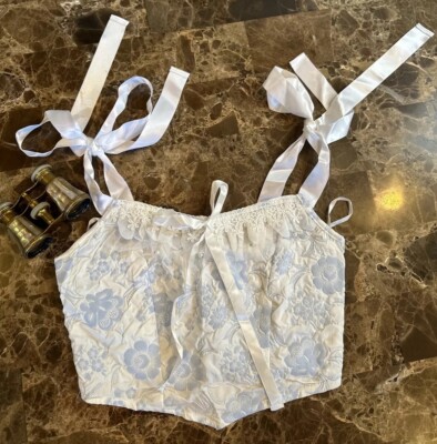 Vtg Y2K stl Top babydoll milkmaid XS Kawaii Coquette Fairy Grunge Dollete Ballet