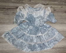 VTG Cuddle Teen girl 4 Lace Ruffle Dress Puff sleeve White Blue