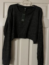NWT Wild Fable Women's Comfy Crop Top Pull Over Sweater XL Gray
