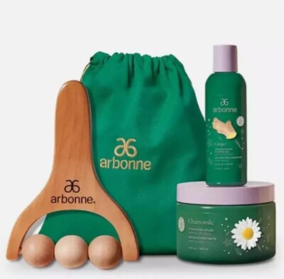 ARBONNE Gift Set Chamomille Hydrating Body Cream, Shower Gel & Body Roller