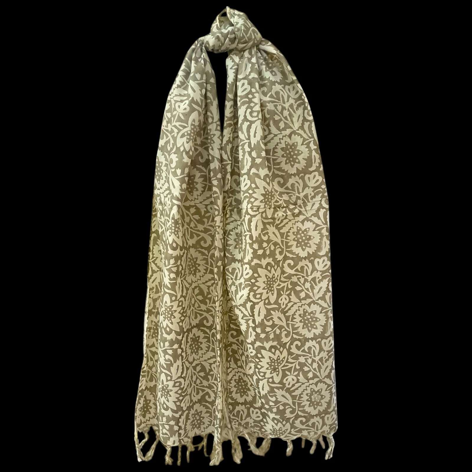 Jaipur Block Print Summer Floral Cotton Scarf for Women Lightweight Soft Sheer