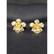 VTG RISIS Vanda Miss Joaquim Natural Orchid Onicidium Stud Earrings Gold Plated