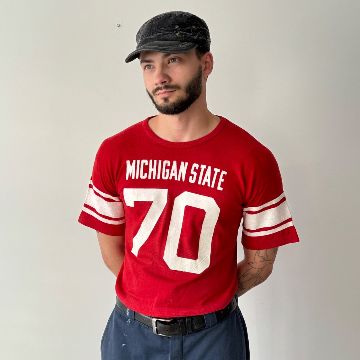Vintage 1970s NCAA 'Michigan State Spartans #70 Champion Red T