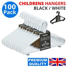 100 x BABY CHILDREN KIDS PLASTIC HANGERS CLOTHES CLOTH PLASTIC COAT HANGER WHITE