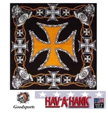 Hav-A-Hank BIKER IRON CROSS ENGINE Harley D HD Color BANDANA Head Face Wrap Mask
