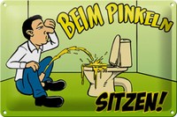 Blechschild Spruch 30X20 Cm Beim Pinkeln Sitzen GrüNes Deko Schild Tin Sign