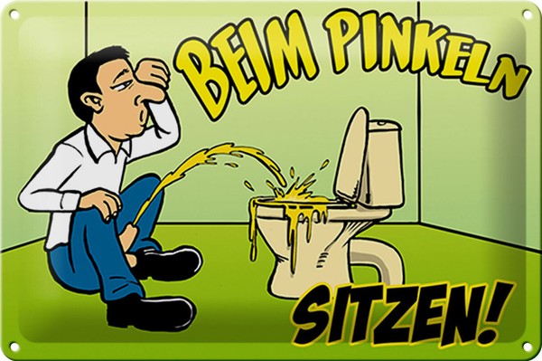 Blechschild Spruch 30X20 Cm Beim Pinkeln Sitzen GrüNes Deko Schild Tin Sign-image