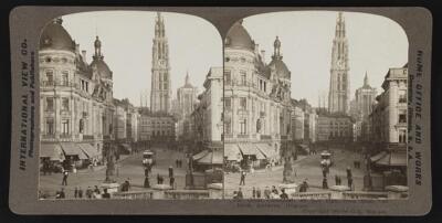 The great Cathedral, 402 feet high, from Qual Van Dyck, Antwerp, - Old Photo