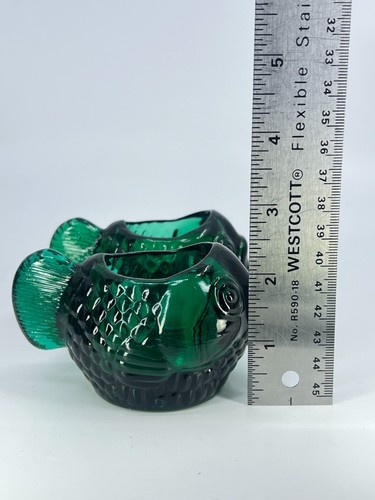 2 VINTAGE Summer Oasis Fish Shaped Candle Holders Forest Green 1960s - Picture 9 of 24