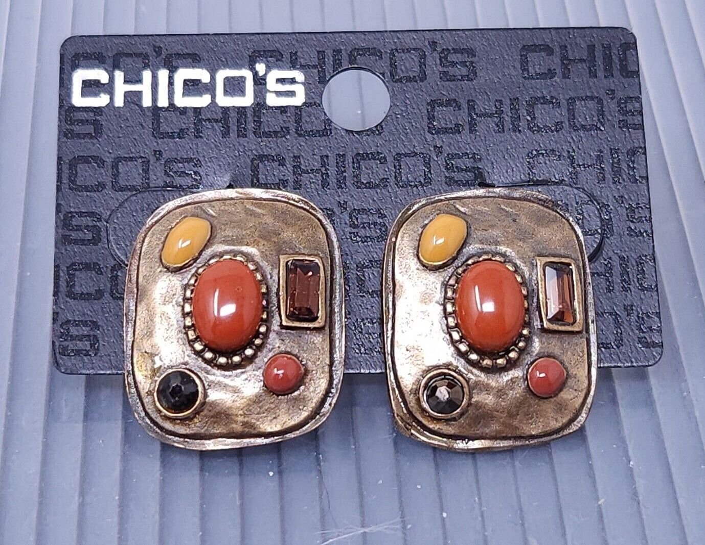 Vintage Chico's Solid Copper Abstract Multi stone… - image 1