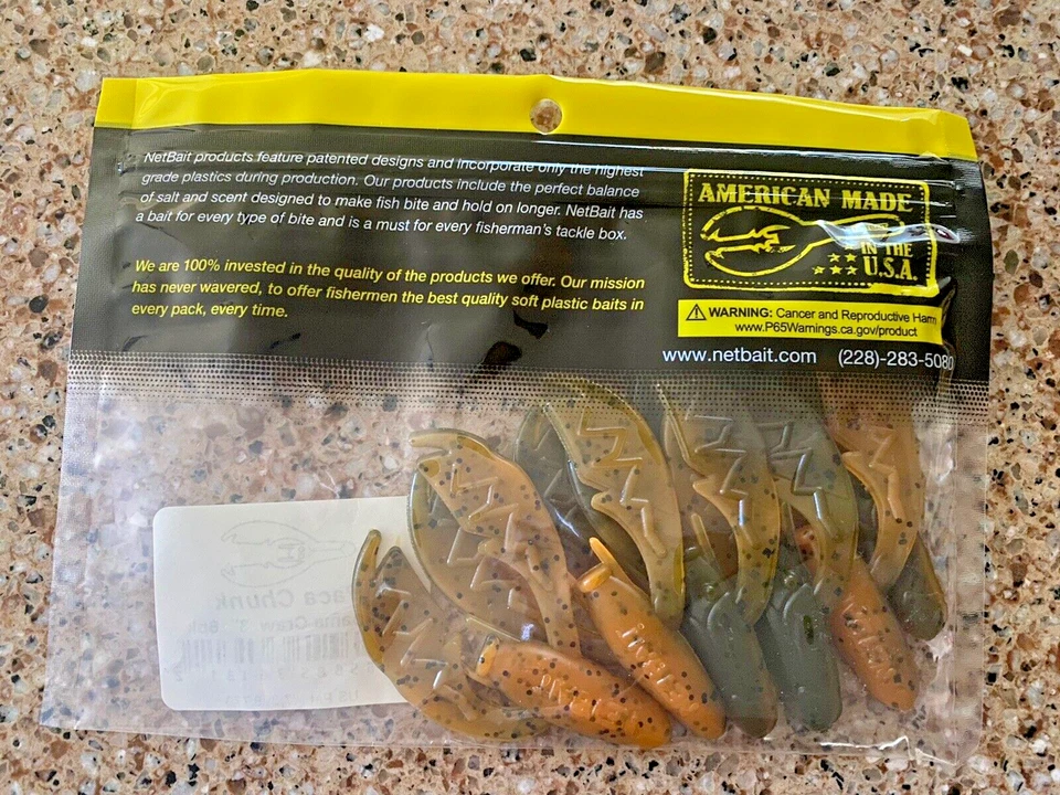 2Pk NetBait 3" Paca Chunk Alabama Craw Soft Plastic Bass Fishing Bait ~ 12 Total - Image 2 of 4