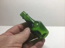Small Antique Emerald Green Benedictine Sample Liquor Bottle.