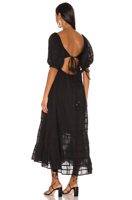 free people black backless dress Good Feels Open Back Midi Dress