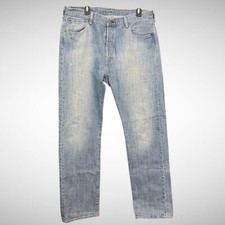 Levis 501 Jeans Mens 36 X 34 Solid Blue Denim Pants Button Fly Pre Owned