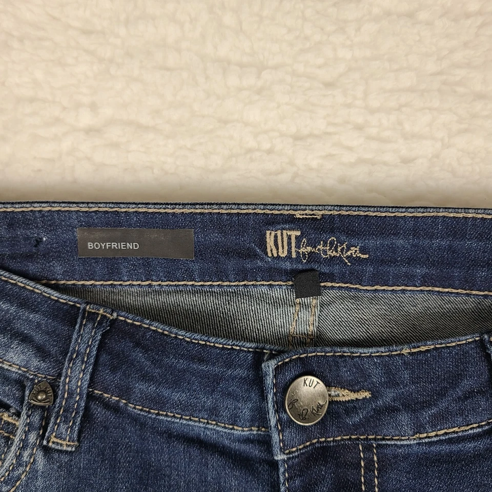 Kut From The Kloth Jeans Womens 4 Blue Boyfriend Distress Dark Wash Denim - Image 3 of 4