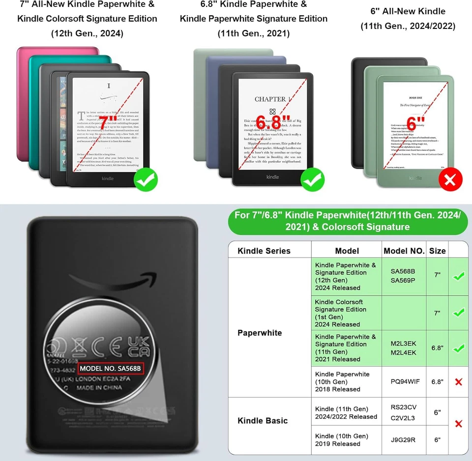 Case for 7" All-New Kindle Paperwhite 12th Gen 2024 Leather Foldable Stand Cover - Image 2 of 4