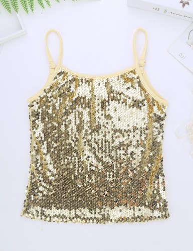 Kids Girls Straps Sparkly Sequins Jazz Dance Camisole Tank Tops Vest Costume - Picture 35 of 136
