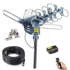 PBD Outdoor Digital Amplified HDTV Antenna, 150 Mile Motorized 360 Degree 