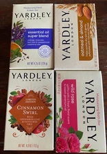 Yardley of London SOAP lot of 4 Super Blend Cinnamon Wild Rose Oatmeal Almond