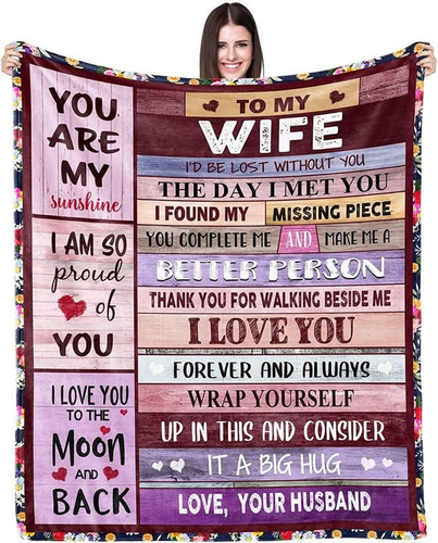 Blanket Gifts for Wife Romantic Anniversary Birthday Gifts for Wife Her I Love Y - Picture 4 of 9