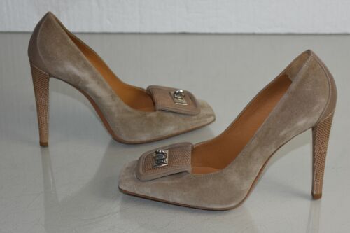 Neu Balenciaga Wildleder Pumps Lizard Skins Leder Quadrat Zehen Taupe Schuhe 39 - Bild 7 von 10