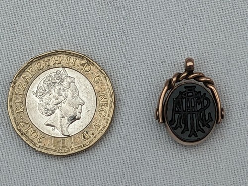 Antique 9ct gold heraldic Intaglio spinning seal fob. - Picture 4 of 4