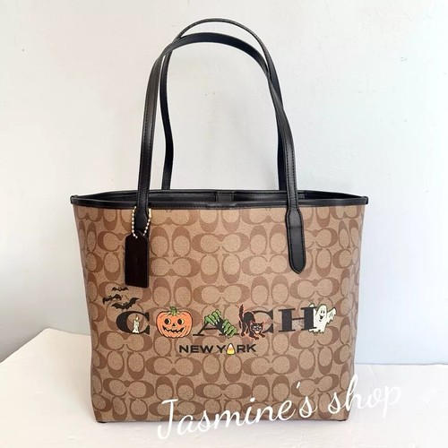 NWT Coach City Tote In Signature Canvas With Halloween print CCE70/CCE69/CW450 - Picture 13 of 61