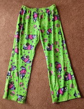 Disney EEYORE Pajama Bottoms Fleece Pants BRIGHT GREEN - Elastic waist sz Med