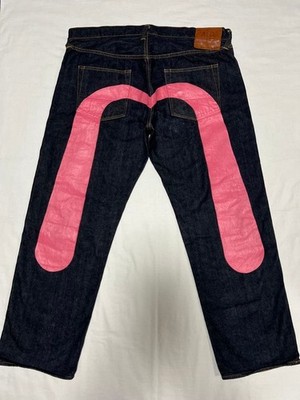 EVISU NO2 2000 JEANS PINK BIG SEAGULL SIZE 42X32 3XL BIG DENIM HOSE NEAR MINT