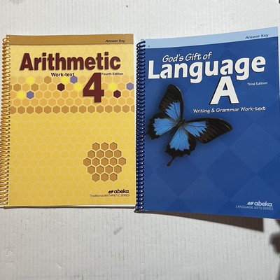 Lot 2 A Beka Grade 4 Language A, Math Arithmetic Work Text Answer Keys Books