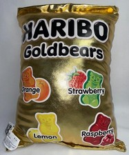 RARE Haribo GoldBears Plush Stuffed Gummi Gummy Bear Bag Gold Pillow Kitschy