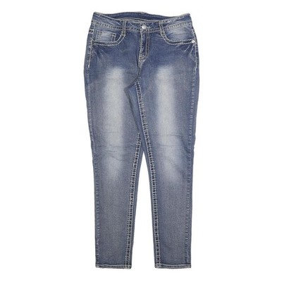 FADED GLORY Damen Slim Fit Jeans Hellblau W28 L30 Zip-Verschluss Denim