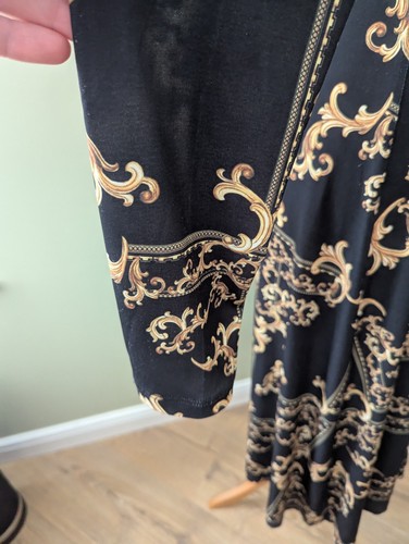 Sosander Black & Gold Print Midi Length Stretchy Shirt dress size 10 - Picture 13 of 18