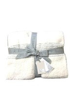 Barefoot Dreams CozyChic Stripe Border Mix 45" x 60" Wave/Cream