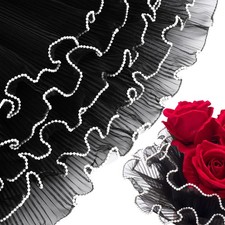 4.37 Yards Black Flower Wrapping Paper Pearl Edge Floral Mesh Florist Supply