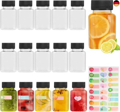 16 Stück Shot-Flaschen zum Befüllen, 100ml Kunststoff-Schnapsflaschen mit A