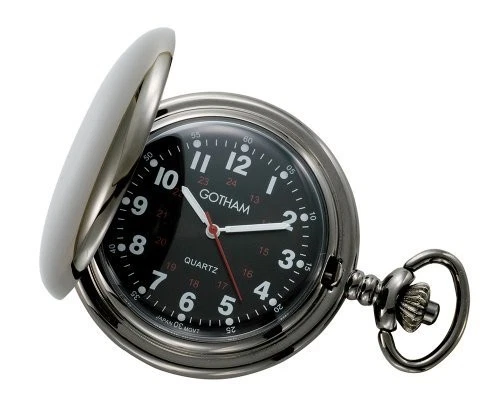 Мужские кварцевые карманные часы Gotham Gun Metal с черным циферблатом No GWC15042BBK - Изображение 2 из 4