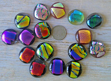 fused dichroic glass cabochon lot of 16 COE90 hand made free shipping