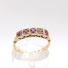 Art Deco Solid 14k Gold Natural Ruby 5 Stone ...
