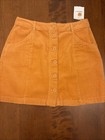 NWT Forever 21 Corduroy Orange Skirt Button Front Womens Medium Short Medium — photo 1