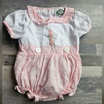 Cecil And Lou Smocked Threads Baby Bubble Pink Easter Bunny 3 Months