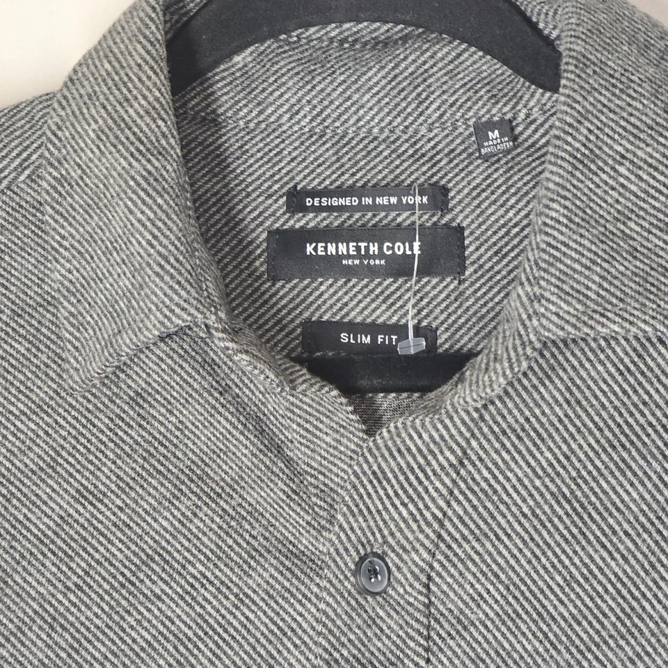Camisa Kenneth Cole Techni Cole Para Hombres Calce Ajustado Tejida M Suave Elastizada Manga Larga Nueva con Etiquetas Foto 3 de 4