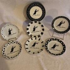 Jill Seale Sister Mary Martini Nun Plates Set Of 6 Santa Barbara Ceramic 6” Box