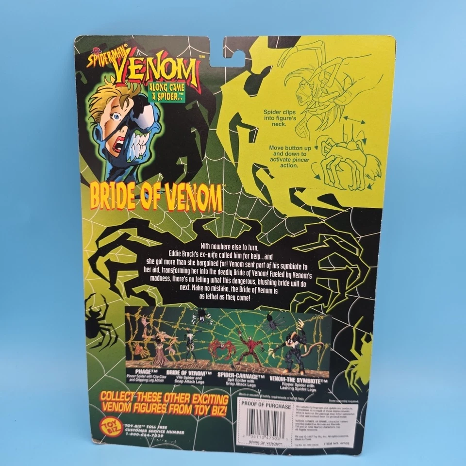 Marvel Spider-Man Bride of Venom Along Came a Spider Figura Toy Biz 1997 Nuevo Foto 2 de 4
