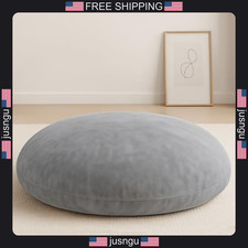 Floor Pillow Large Meditation Cushion for Adults, Grey, Shredded Memory Foam