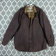 Carhartt Shirt Jacket Flannel Lined Men XLT Tall Brown Chore Coat S96DKB